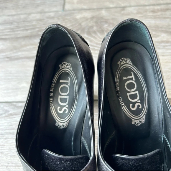 Tod’s Patent Smooth Mixed Leather Studded Block Heel Ankle Boots Made in Italy - Picture 6 of 13